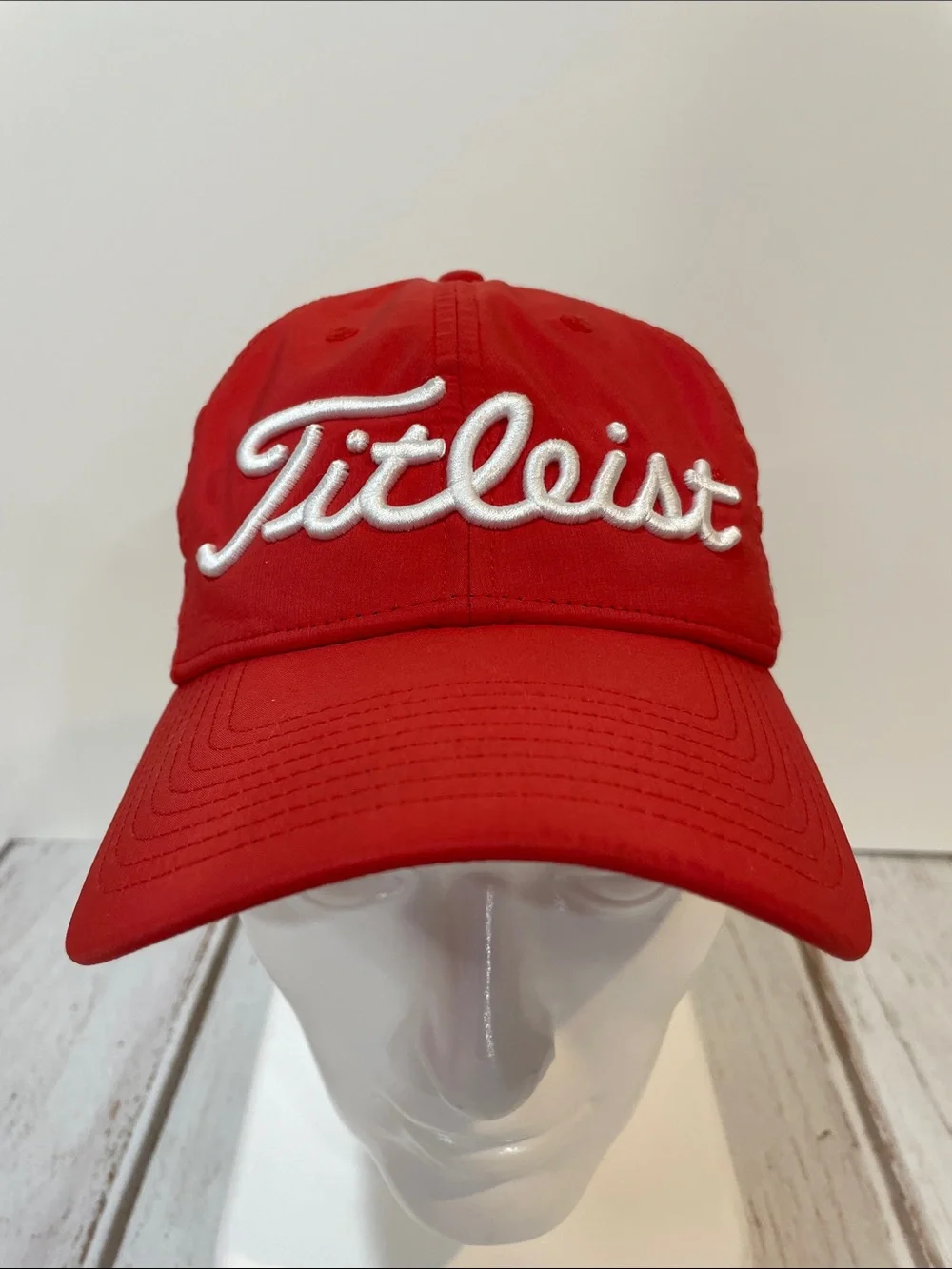 Titleist FJ Pro V1 Red Baseball Cap White Embroidered Script Logo Golf Hat